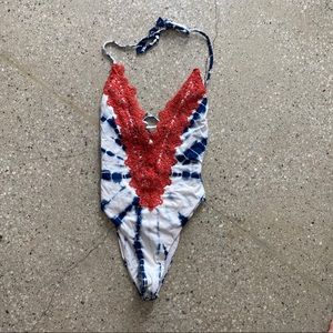 Planet blue red white and blue one piece